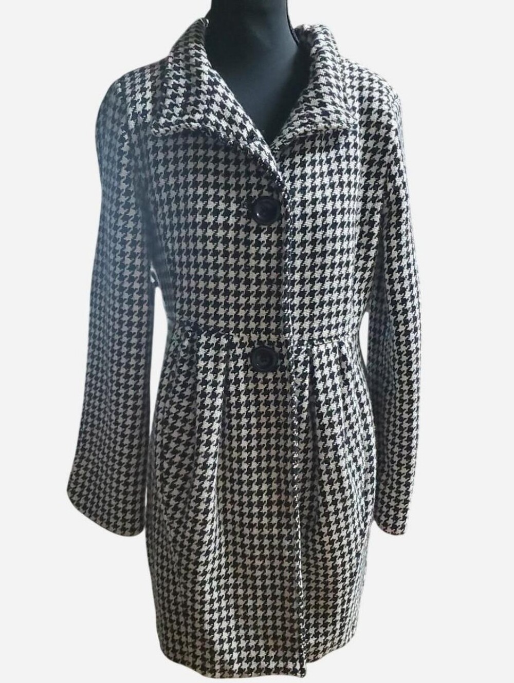 Y2K Bitten By Sarah Jessica Parker Coat Dress Medium Black & White Houndstooth